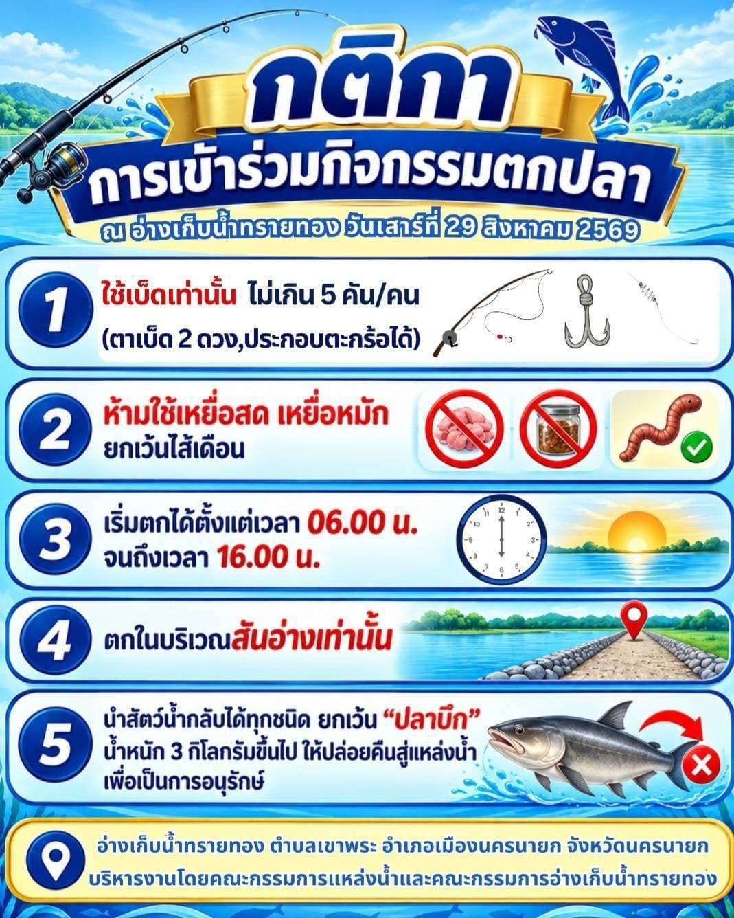 เตรียมเบ็ดกันได้เลย #อ่างเก็บน้ำทรายทอง